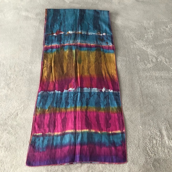 FUSHIA, TEAL, GOLD, PURPLE, WHITE SCARF - Picture 3 of 8